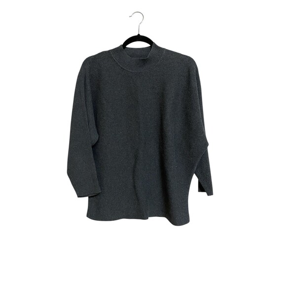 Vince Camuto Ribbed Bat Wing Sleeve  Top Size L Gray - Picture 1 of 5